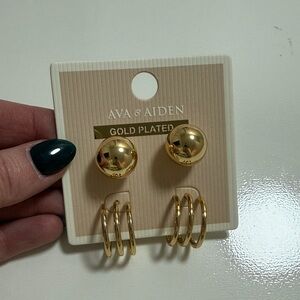 Ava & Aiden Radiant Gold Earrings Set